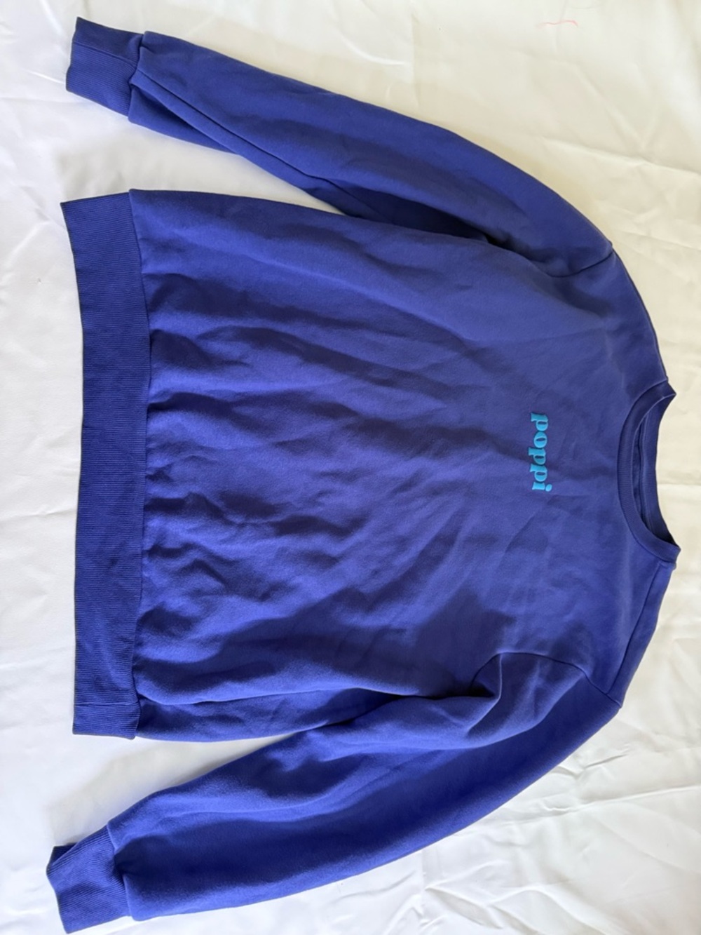 Womens Poppi Purple Crewneck Sweatshirt with Teal Logo Size Large